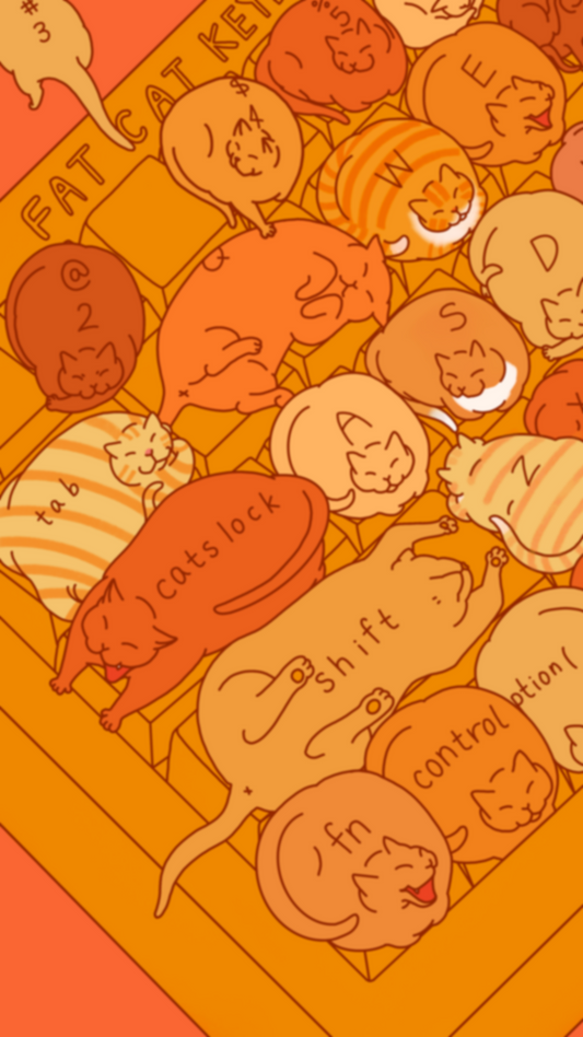 Orange Fat Cat Keyboard Poster